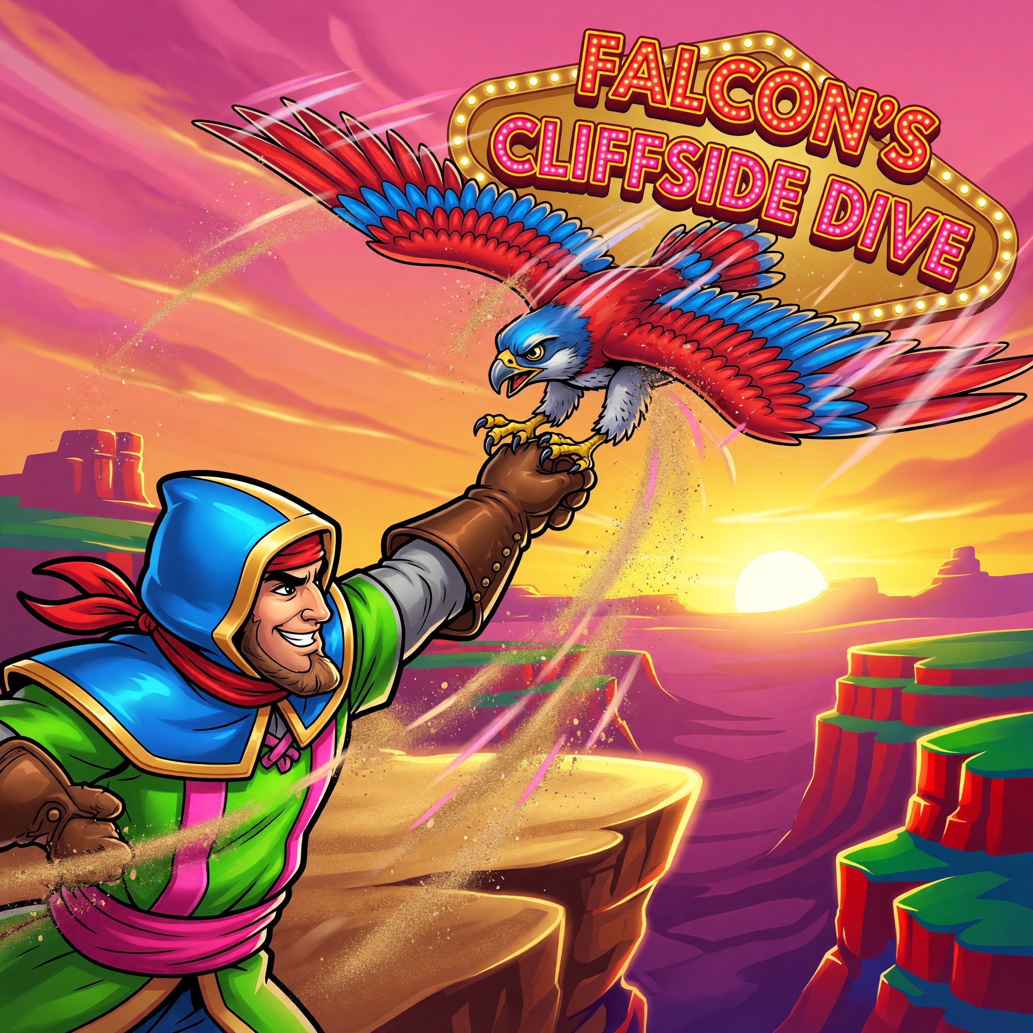 Falcon's Cliffside Dive — Cliff Falcon themed free-play slot game